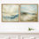 Doux paysage abstrait neutre dans des tons de beige et de bleu clair, œuvre d'art encadrée de la chambre principale, 2 pièces