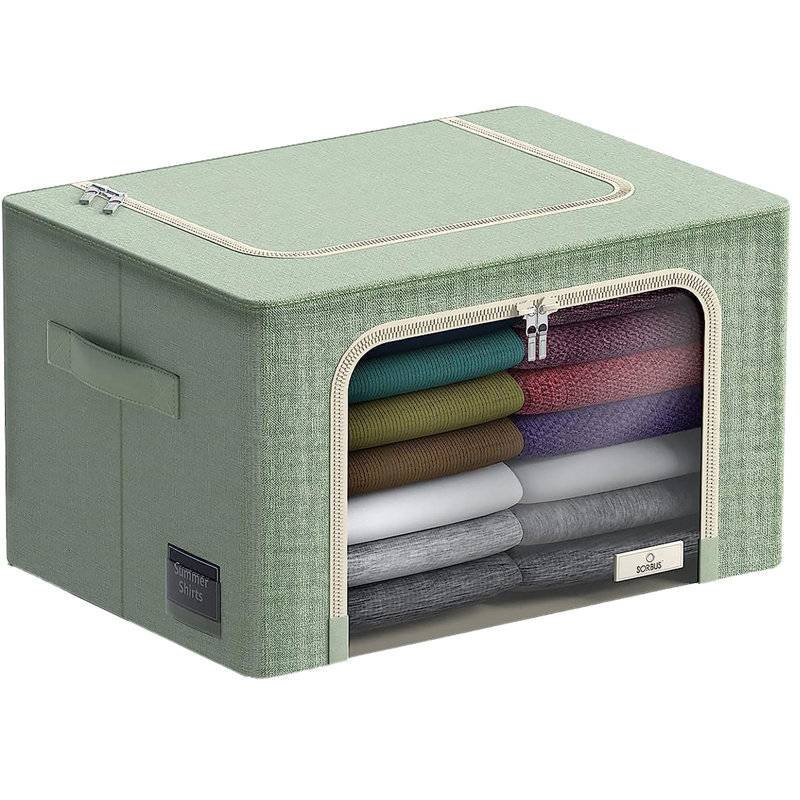 Medium Storage Box Foldable with Window & Handles 1-Piece, Teal