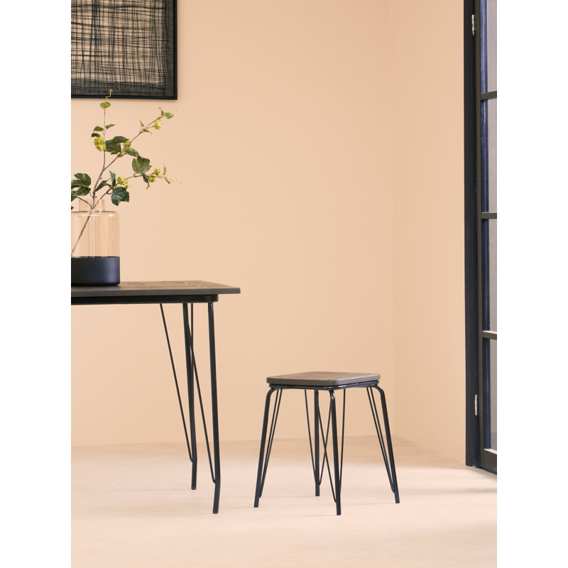 Arneson Metal Accent Stool, Black/Light Brown