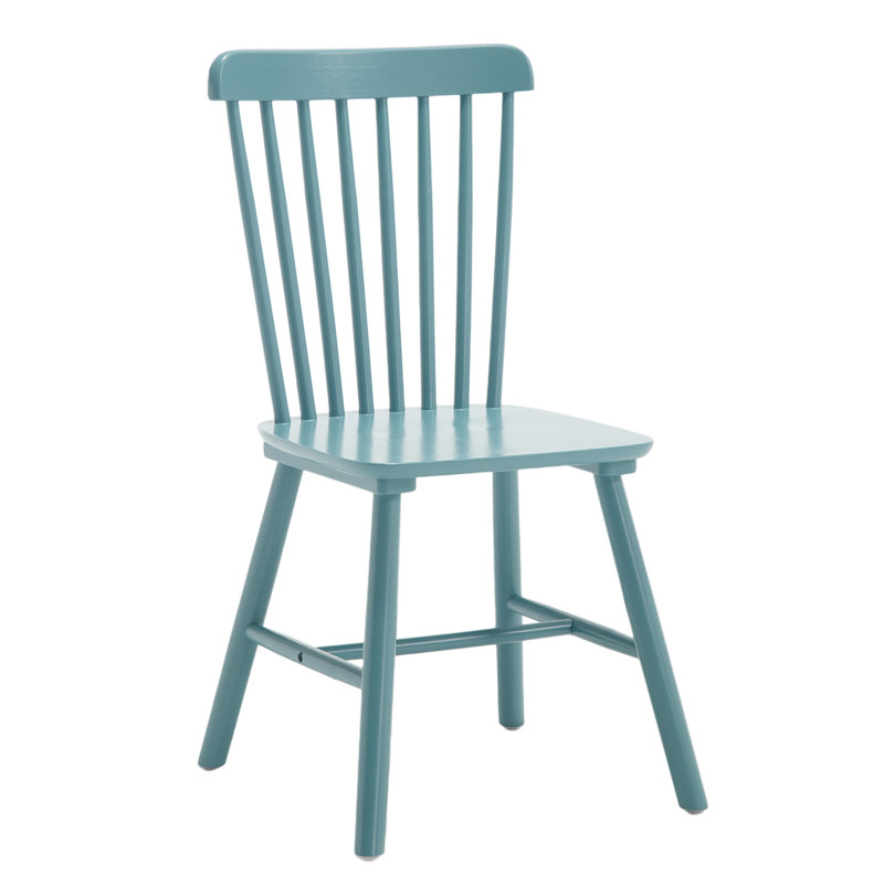 Mid Century Windsor Back Solid Wood Dining Chair, Farmhouse Slat Back Side Chair For Kitchen/Dining Room, Teal