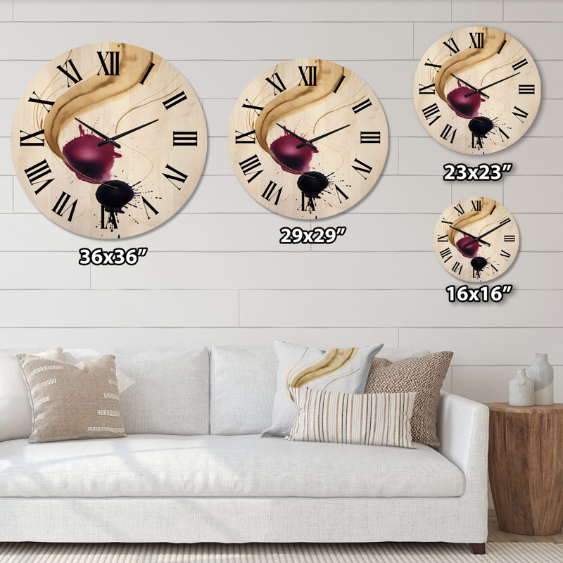 Horloge murale en bois massif Anaelise, Grand