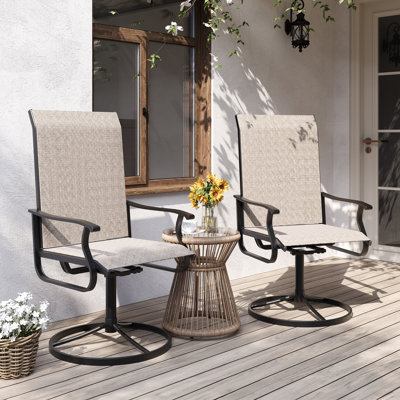 2-Piece Outdoor Swivel Patio Dining Chairs
