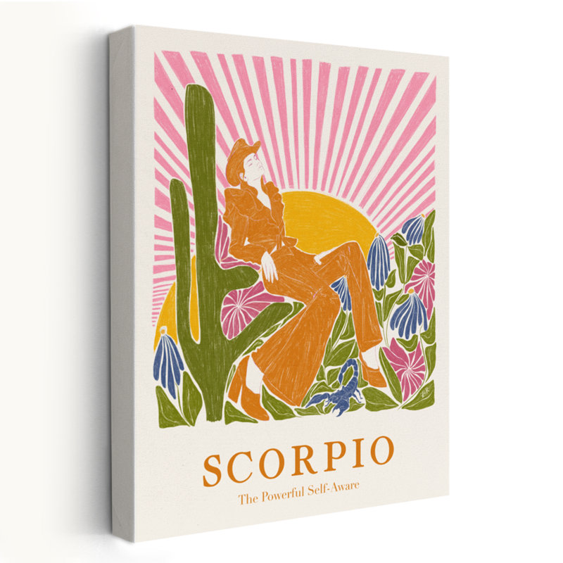 Liz Rome - Scorpion moderne transitionnel contemporain moderne floral Illustration numérique, H 24 po x l 16 po