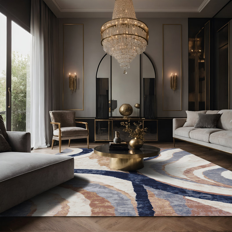 Tapis beige soyeux et moelleux, Rectangle 7 pi x 10 pi