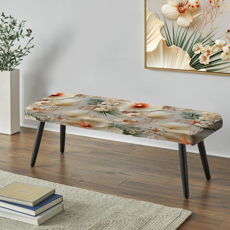 Seashell - motif tropical Serenity - banc rembourré noir Coastal
