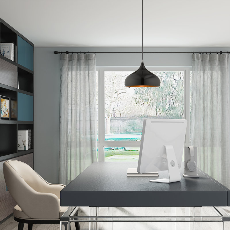 Luminaire suspendu en forme de goutte à 1 lumière Hutchcraft, Noir brillant, H 15 po x l 11,75 po x P 11,75 po