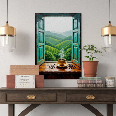 Canvas Wall Art Colombia Window Wall Art, Coffee Farm Decor-2 Vintage Poster Print Home Decor