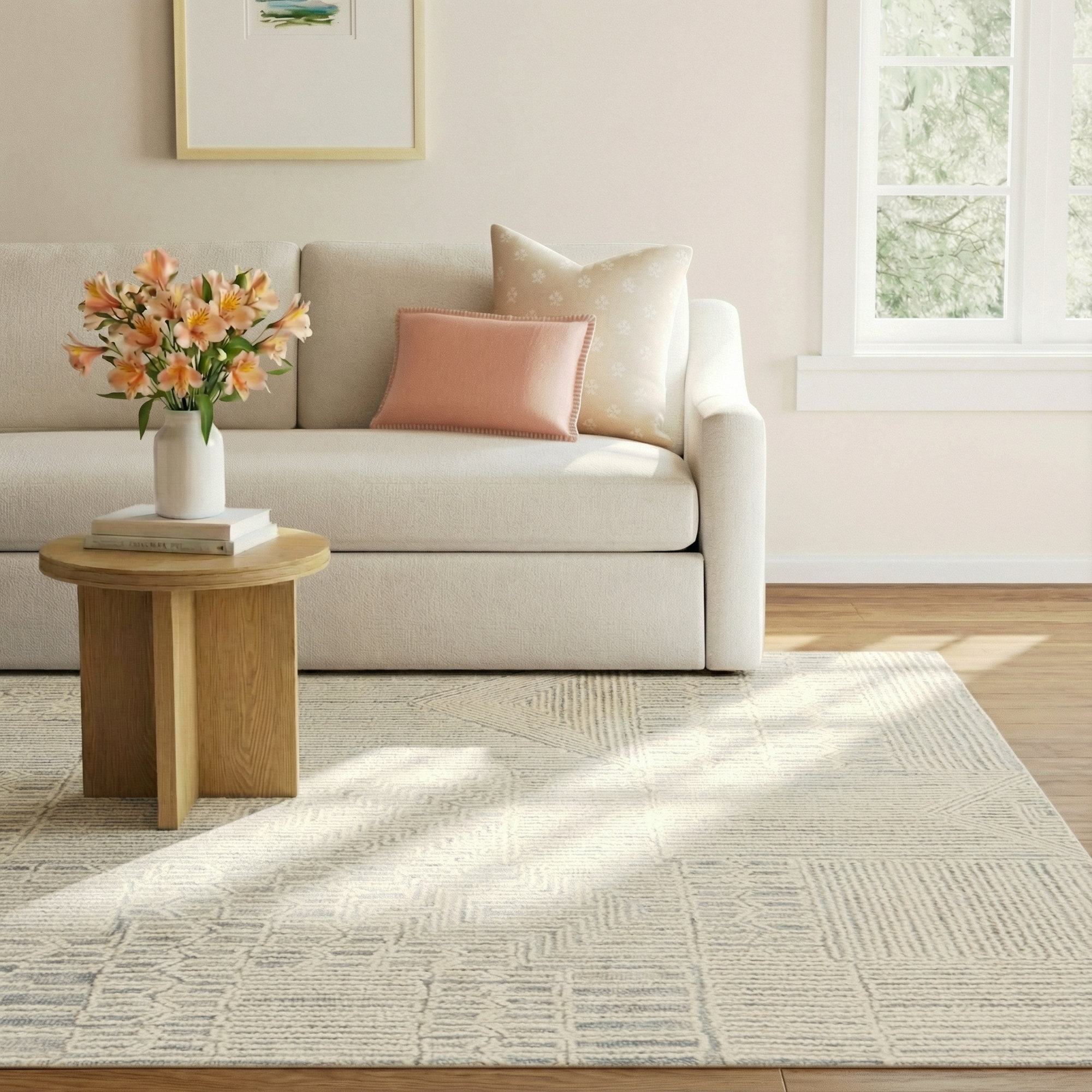 Alexei Handmade Cream/Light Gray Rug, Rectangle 8' x 10'