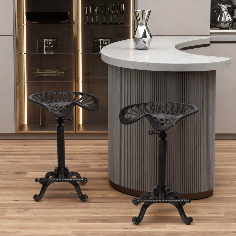 Tabouret de bar Tractor-Tabouret de bar industriel rustique-Tabouret pivotant en fonte de style campagnard - Hauteur réglable du comptoir - 22,05 à 27,95 po (rouille)