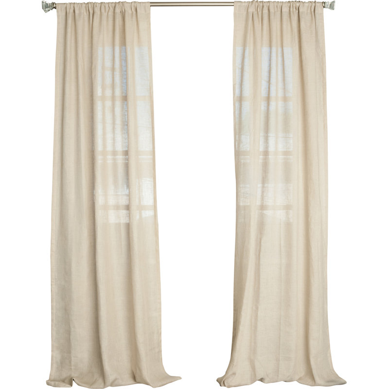Aultman Linen Sheer Curtain Single Panel, Natural, 42" W x 84" L
