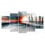 Abstract Swirl In Red And Grey Tones - Abstract Painting Canvas Wall Art Set
