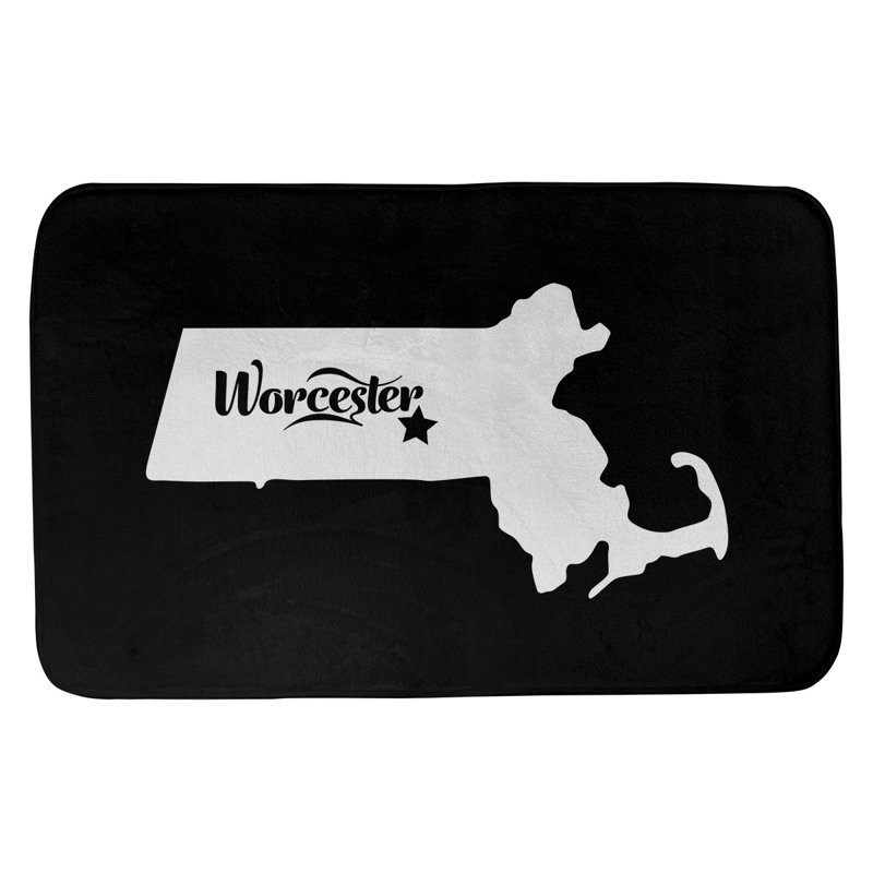 Tapis rectangulaire antidérapant pour salle de bain, L 17 po x L 21 po, Noir, Worcester, Massachusetts