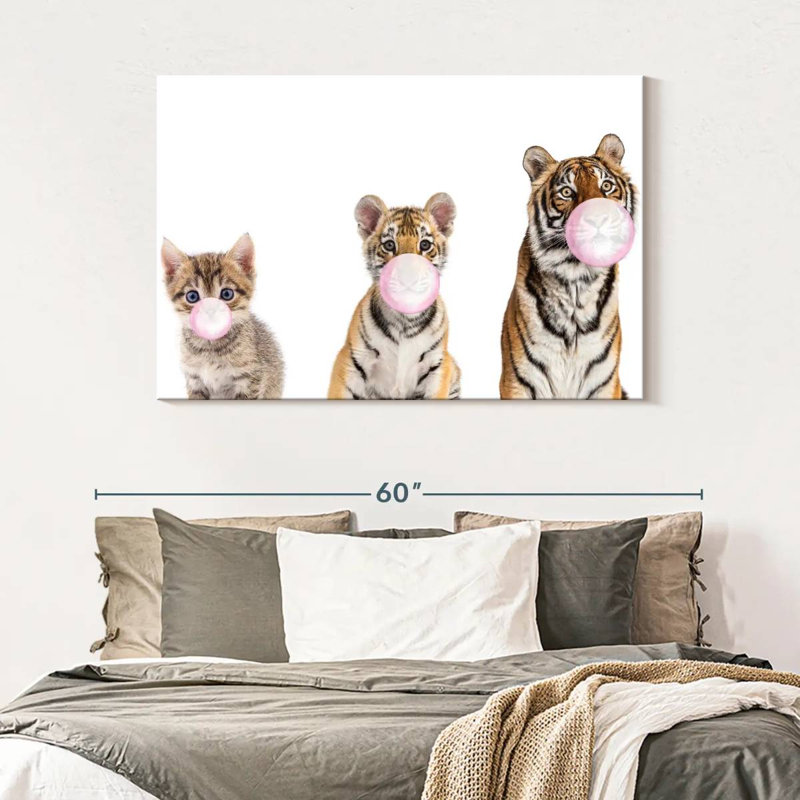Bubble Gum Tigers sur toile, H 32 po x l 48 po x P 1,25 po