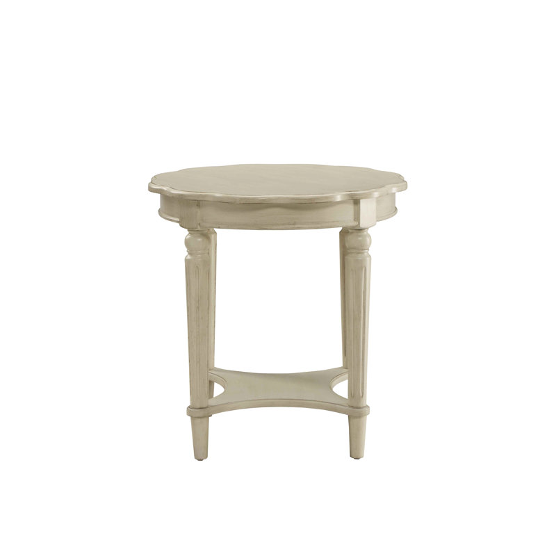 Table d'appoint ronde blanche antique classique avec tablette ouverte en bas pour le rangement, style français, diamètre 62 cm (24,5 pouces), décoration intérieure