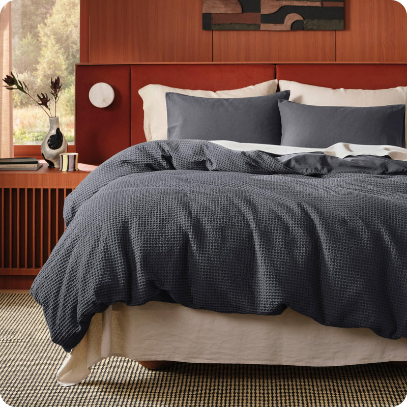 Bedsure Cotton Duvet Cover - 100% Cotton Waffle Weave Linen Duvet Cover, PureWoven Textured Breathable Bedding Comforter Cover, Duvet Cover Only