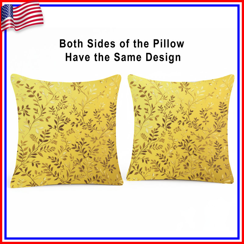Coussins décoratifs Golden Leafy, 16 x 16 inches