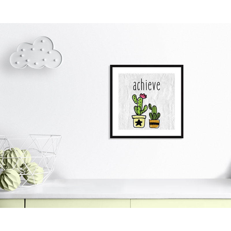 Impression sur papier Cacti C, Encadré de boîte noir, H 22,5 po x l 22,5 po x P 1,18 po