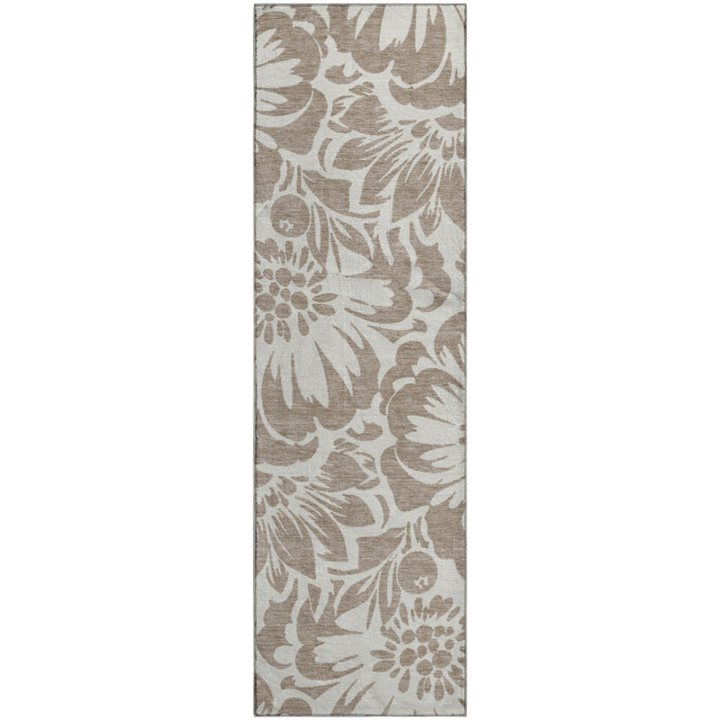 Premium Machine Washable Cerrito AMF551 Taupe Rug, Runner 2'3" x 7'6"