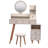 Vanity Table + Cushioned Stool, Touch Control LED Mirror, Large Capacity Storage Cabinet, 5 Drawers, Fashionable Makeup Furniture