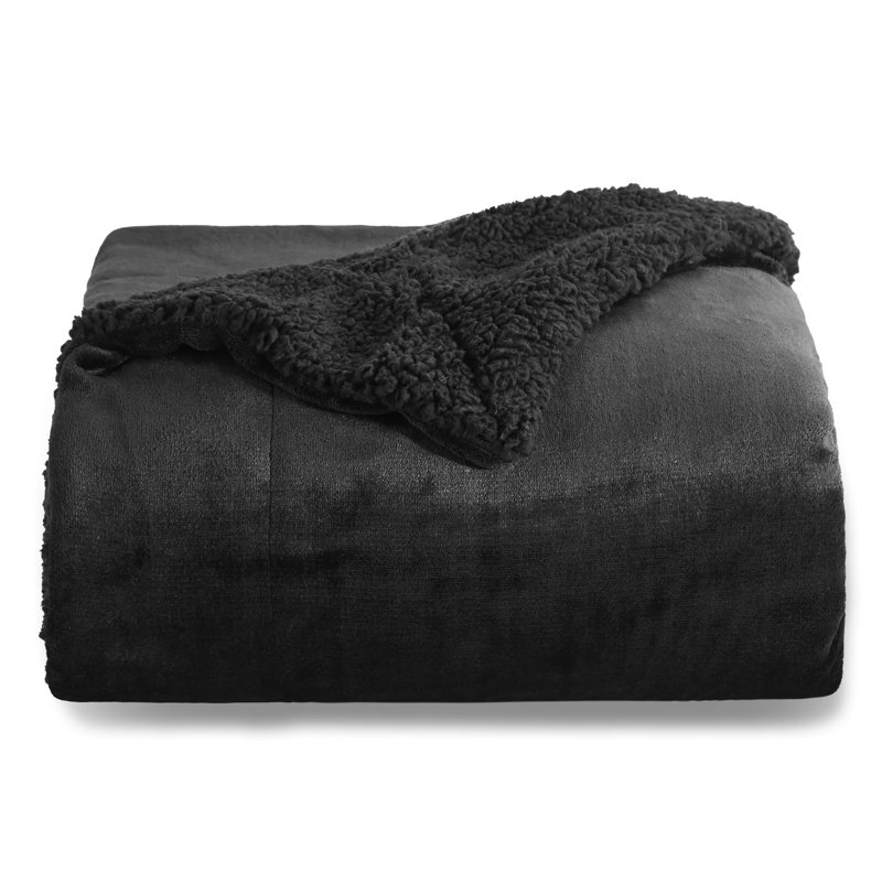 Jeté Bedsure GentleSoft ™ Sherpa - couverture de lit chaude toutes saisons épaisse - noir - cadeau idéal pour les étudiants