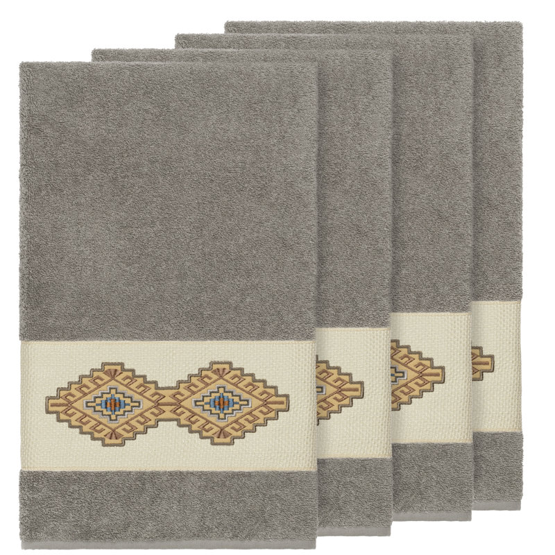 Ensemble de serviettes de bain en coton turc 4 pièces Gianna, Gris foncé, Serviette de bain - paquet de 4
