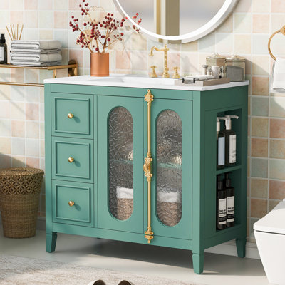 Meuble-lavabo 36 po avec 2 portes à fermeture douce et 3 tiroirs