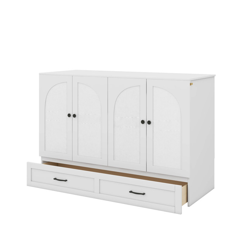 Murphy Bed With Large Drawers, Gold, Full