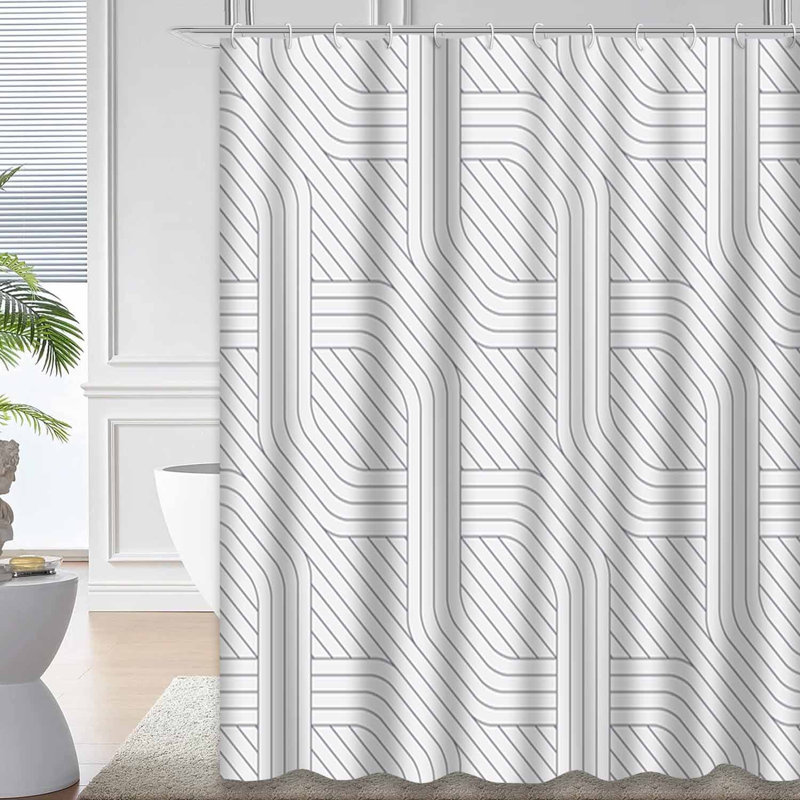 Rideau de douche blanc avec 12 crochets Modern Line, L 72 po x l 72 po
