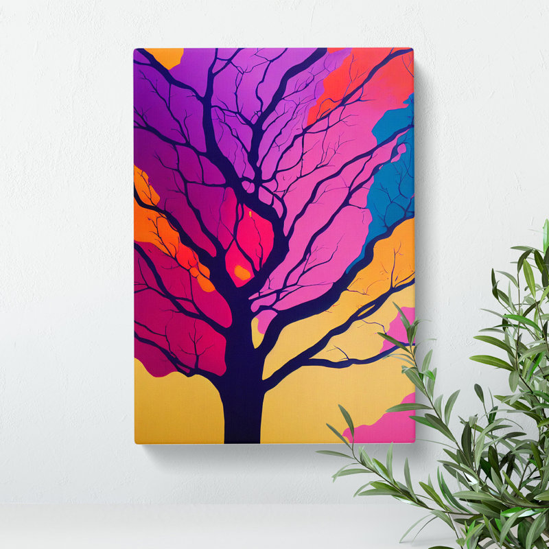 Abstract Tree In Colour No.5 - Wrapped Canvas Print, 76cm H x 50cm W x 3cm D
