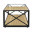 Table basse moderne pour chambre et salon, plateau en verre trempé et MDF, style industriel