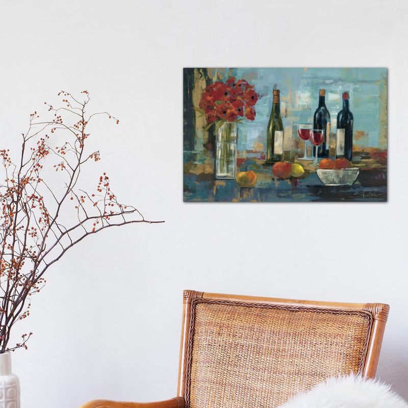 «Fruit and Wine» par Silvia Vassileva - reproduction d'art, H 40 po x l 60 po x 1,5 po, Toile tendue