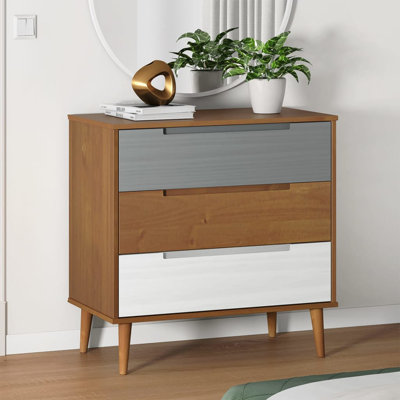 Barwen Solid Wood 80cm W 3 - Drawer Chest of Drawers