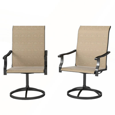 High Back Outdoor Swivel Chairs Set of 2, Ergonomic Design with 360-Degree Rotation for Comfort and Style