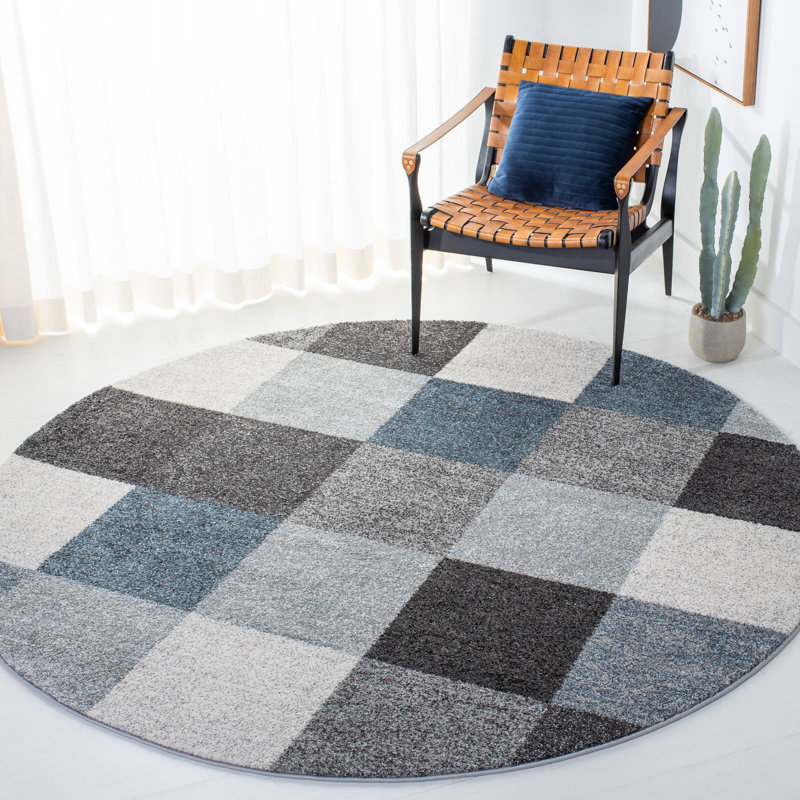 Estreya 500 Performance Geometric Rug, Round 6'7"
