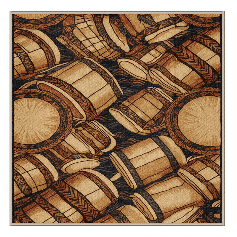 Washable Hawaiian Drums Hawaiian Area Rug, Square 7'