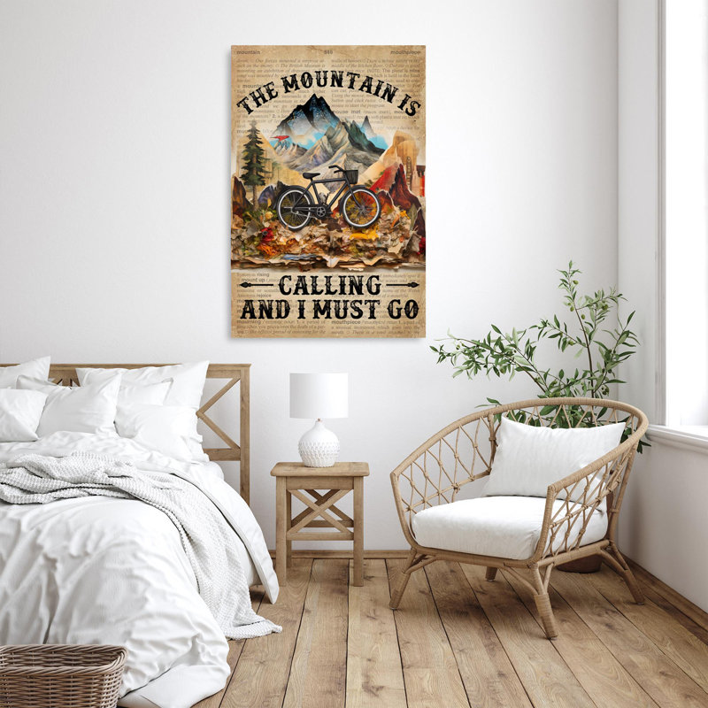 " Bicycle The Mountain Is Calling ", 36" H x 24" W x 1.25" D