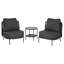Ensemble de conversation pour patio 3 pièces avec coussins, ensemble de meubles d'extérieur en osier avec table d'appoint à 2 niveaux et repose-pieds Tayvonne