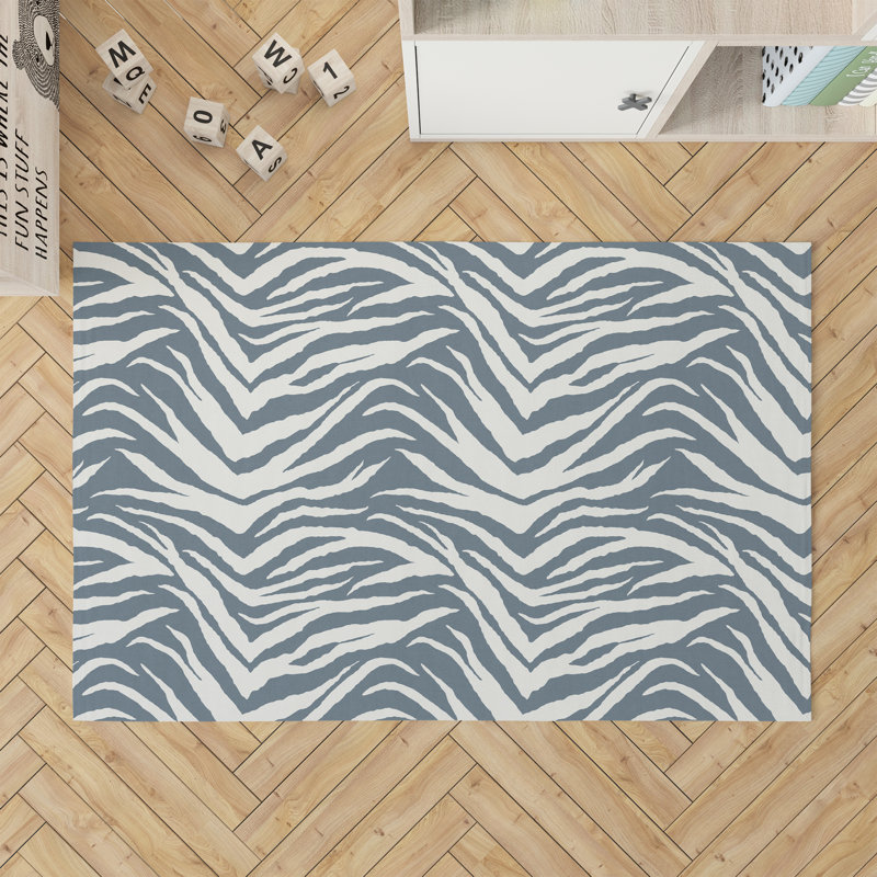 Zebra Patch Kids Play Mat, Blue, Rectangle 2' x 3'