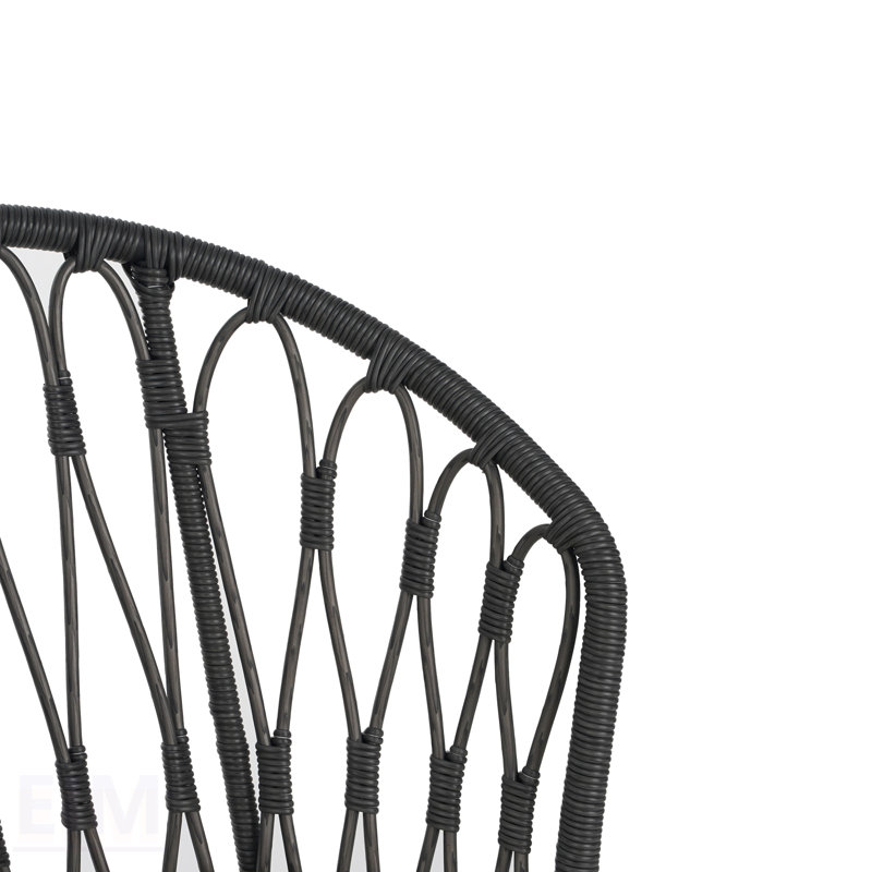 TAVON CHAIR, 2PCS avec 2 coussins, gris, durable et élégant Boho Chaises de salle à manger industrielles pour le patio et l'intérieur