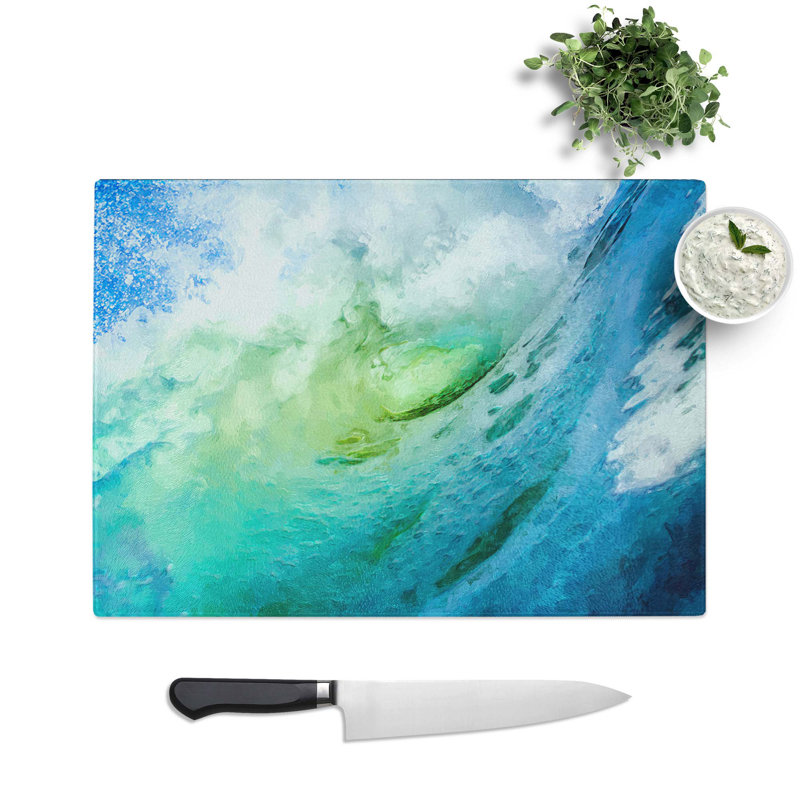 Tempered Glass The Curl of a Wave in Abstract Chopping Board, 39 cm W x 28.5 cm L