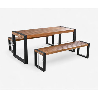Ensemble de salle à manger de patio en bois massif