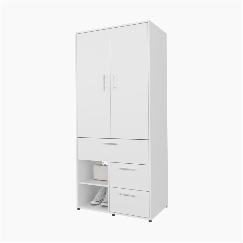Armoire blanche avec rangement et tringle