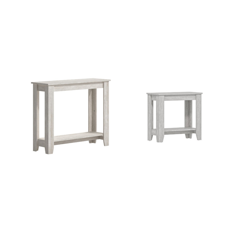 Weddel Basilico Transitional 2 Piece Living Room Table Set, 2 Pieces: Console Table, End Table, Dusty Gray Oak