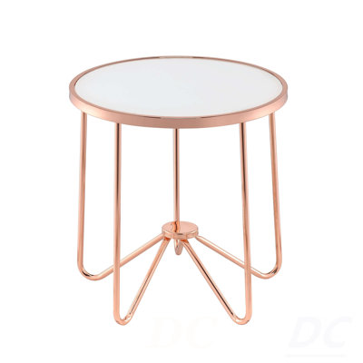 Table d'appoint chic, table de bout ronde en verre givré rose