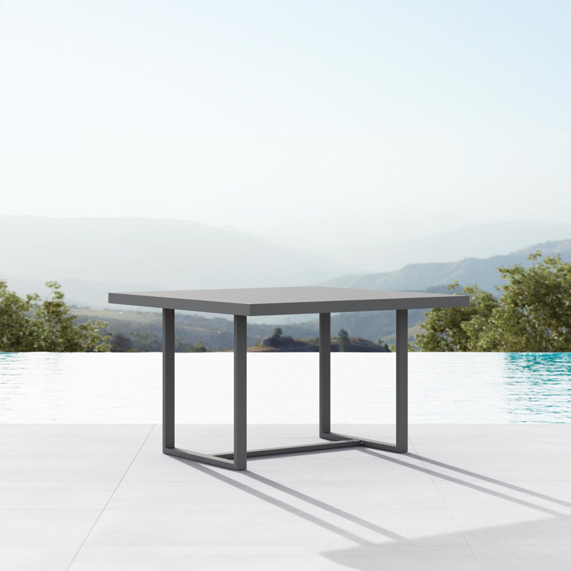 Pavia 48" Power Coated Aluminum Dining Table, Matte Charcoal