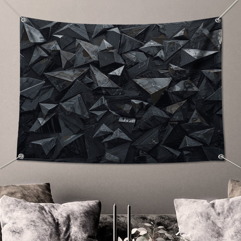 Tapisserie murale pyramides foncées - Pyramides murales, H 104 po x 88 avec 4 œillets