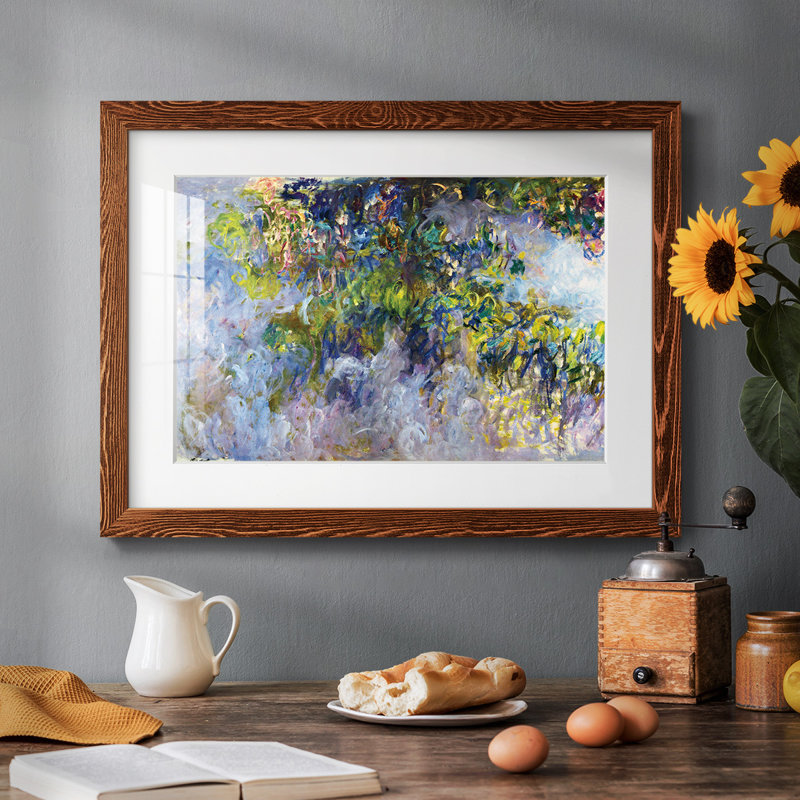 Wisteria [1] par Monet - Reproduction encadrée rustique avec tableau mat, H 26 po x l 38 po x P 1,5 po, Érable