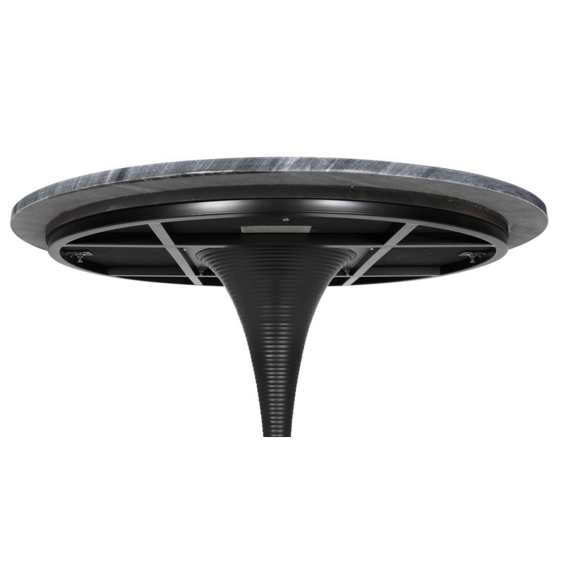 Joni Round Marble Dining Table, 41", Matte Black, Matte Black