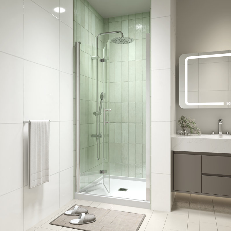 34" - 35 3/8" W x 72" H Bi-Fold Frameless Shower Door with 1/4" (6mm) Clear Tempered Glass, Chrome