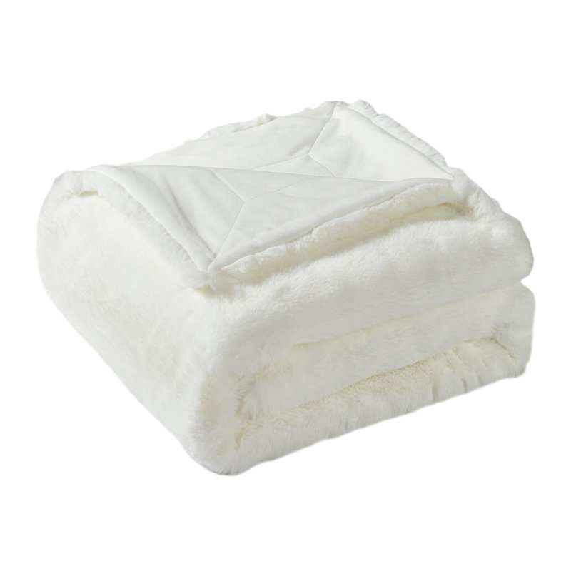 Jeté lourd en fausse fourrure, L 60 po x L 80 po, Blanc éclatant